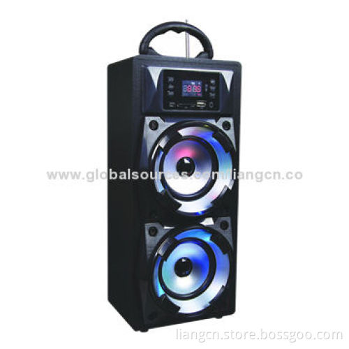 New design portable wooden FM radio speaker with Bluetooth optional, support Karaoke function